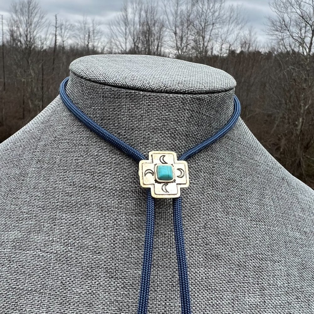 Classic Southwestern Style Bolo Tie Celestial Dreamer Crescent Moons